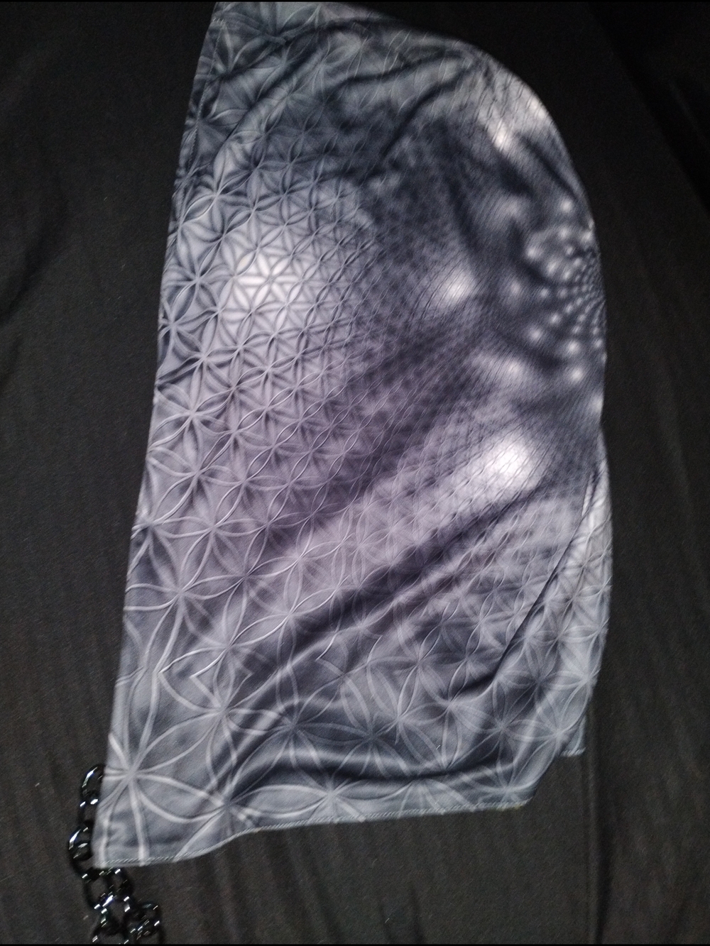 Gradient Geometric Rave Hood. Reversible With Lightweight Black Metal Chain